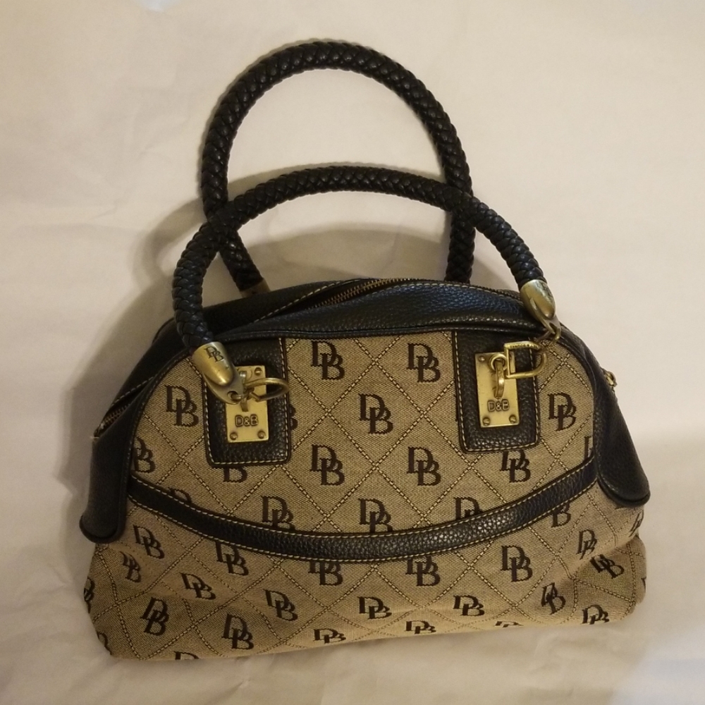 DOONEY & BOURKE SATCHEL NAVY BRAIDED HANDLE BAG - Picture 3 of 8